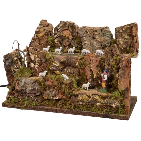 Moving flock in the pasture with shepherd cm 33x18,3x23 h