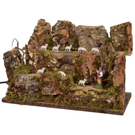 Moving flock in the pasture with shepherd cm 33x18,3x23 h