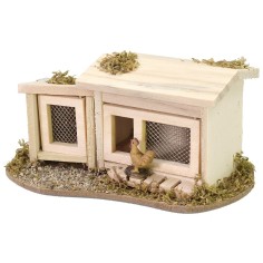 Pollaio con gallina cm 14x8,5x6 h per statue da 10-12 cm Mondo