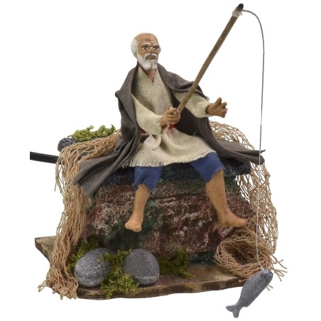 Pescador sentado en movimiento serie 12 cm Mundo Pesebres