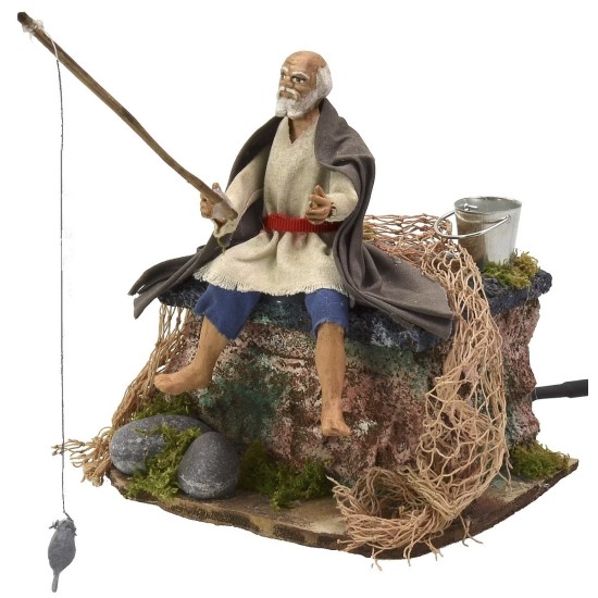 Pescador sentado en movimiento serie 12 cm Mundo Pesebres