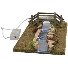 Fiume illuminato effetto profondità con ponte 32x17x7 h cm