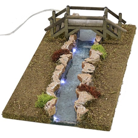 Río iluminado efecto profundidad con puente 32x17x7 h cm