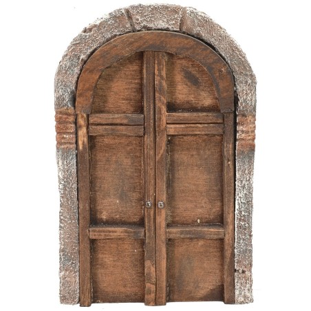 Puerta con arco de madera de dos hojas para estatuas de 10-12 cm de altura.