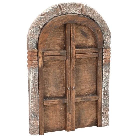 Puerta con arco de madera de dos hojas para estatuas de 10-12 cm de altura.