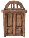 Puerta de madera de dos hojas con arco para estatuas de 10 cm de altura.