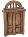 Puerta de madera de dos hojas con arco para estatuas de 10 cm de altura.