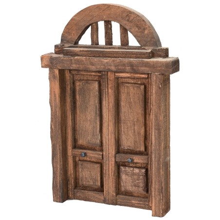 Portone in legno a due battenti con arco per statue cm 10 h