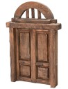 Two-leaf wooden door with arch for statues 10 cm h