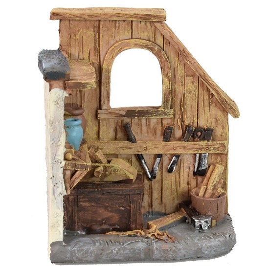 Bottega in resina del falegname cm 8,7x4,5x10,5 h. Mondo Presepi