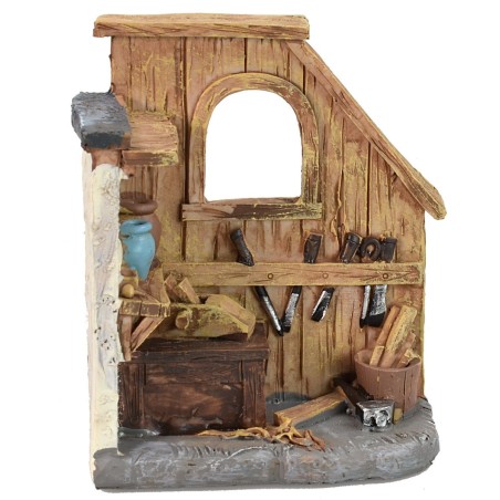 Bottega in resina del falegname cm 8,7x4,5x10,5 h. Mondo Presepi