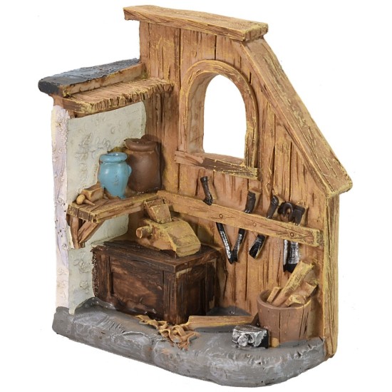 Bottega in resina del falegname cm 8,7x4,5x10,5 h. Mondo Presepi
