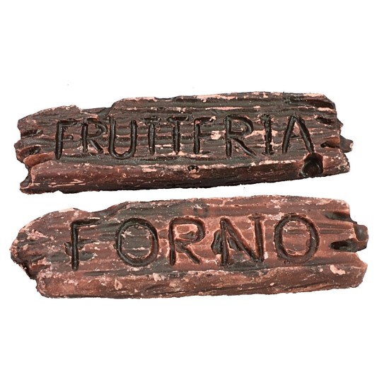 Set 2 insegne in resina frutteria e forno cm 5,5x1,6 h Mondo