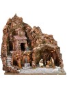 Illuminated nativity scene complete with Landi statues with