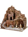 Illuminated nativity scene complete with Landi statues with