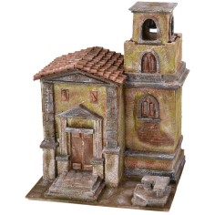 Iglesia con campanario de 35x29x45 cm para estatuas de 10 cm.