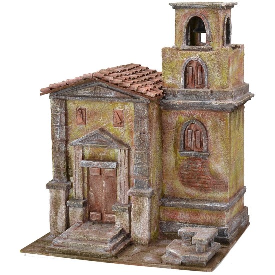 Iglesia con campanario de 35X29X45 cm de altura para estatuas de 10 cm Mundo Pesebres
