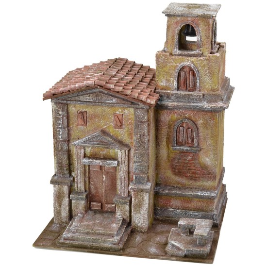 Iglesia con campanario de 35X29X45 cm de altura para estatuas de 10 cm Mundo Pesebres