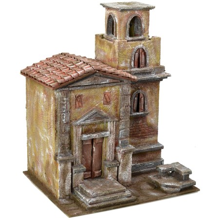Iglesia con campanario de 35X29X45 cm de altura para estatuas de 10 cm Mundo Pesebres