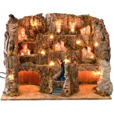 Presepe illuminated with landscape and operating cascade cm 2
