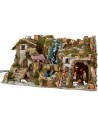 Presepe illuminato completo di statue Landi con doppia cascata