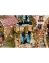 Presepe illuminato completo di statue Landi con doppia cascata