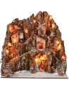 Illuminated nativity scene complete with Landi statues with