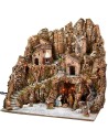 Illuminated nativity scene complete with Landi statues with