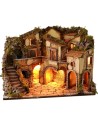 Illuminated nativity scene with working waterfall cm 61x40x43 h