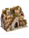 Belén iluminado con pueblo y paisaje de 28x15x23 cm h