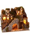 Belén iluminado con pueblo y paisaje cm 28x15x23 h
