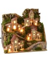 Paisaje iluminado con pueblo en la distancia cm 20x14x17 h