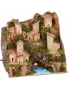 Paisaje iluminado con río y pueblo de 20x14x18,5 cm h
