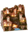 Paisaje iluminado con río y pueblo de 20x14x18,5 cm h