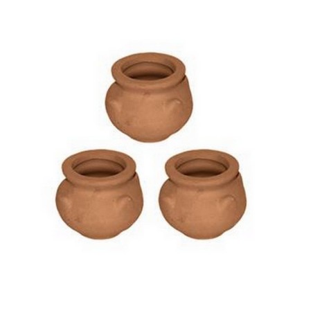 Conjunto de 3 macetas de terracota de 3 cm de altura. Mundo Pesebres