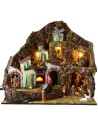 Illuminated nativity scene complete with Landi statues with