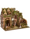 Illuminated nativity scene complete with Landi statues with