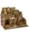 Illuminated nativity scene with working water mill cm 60x34x45 h