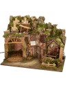 Illuminated nativity scene with working water mill cm 60x34x45 h