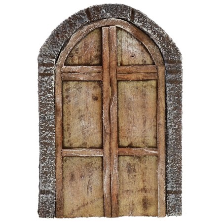 Puerta con arco de madera de dos hojas para estatuas de 10-12 cm de altura.