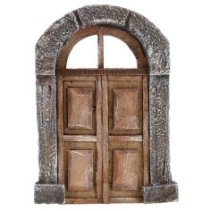 Puerta de madera de dos hojas con arco para estatuas de 12-14