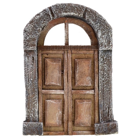 Puerta de madera de dos hojas con arco para estatuas de 8-10 cm