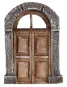 Puerta de madera de dos hojas con arco para estatuas de 8-10 cm de altura.