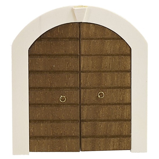 Puerta de doble hoja de madera con marco para estatuas de 10 cm