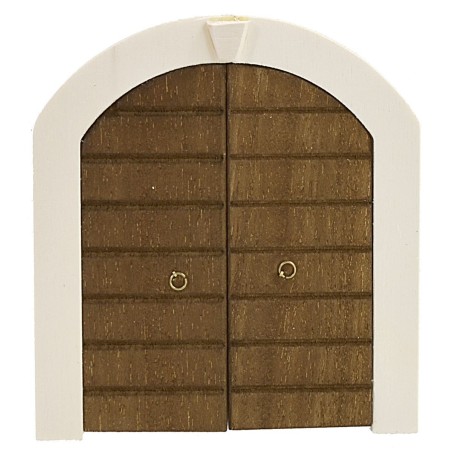 Puerta de doble hoja de madera con marco para estatuas de 10 cm de altura.