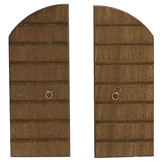 Puerta de doble hoja de madera con marco para estatuas de 10 cm de altura.