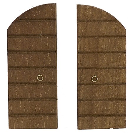 Puerta de doble hoja de madera con marco para estatuas de 10 cm