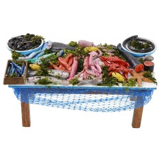 Fishmonger's stand 20.5x11.5x10h cm for Nativity scene