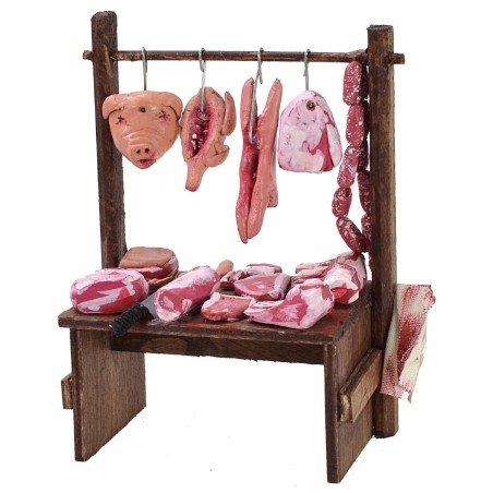 Bancarella del macellaio cm 11,5x5,5x13,5 h per Presepe