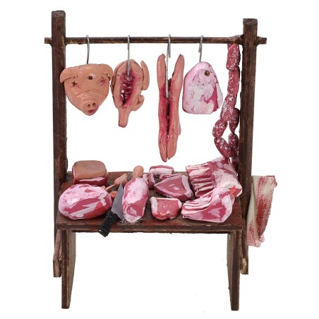 Bancarella del macellaio cm 11,5x5,5x13,5 h per Presepe